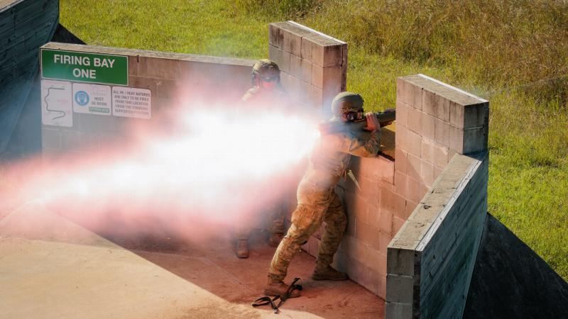 A soldier from the 2nd Cavalry Regiment fires a 66mm anti-armour rocket launcher at the Townsville field training area. Photo: Sergeant Andrew Sleeman