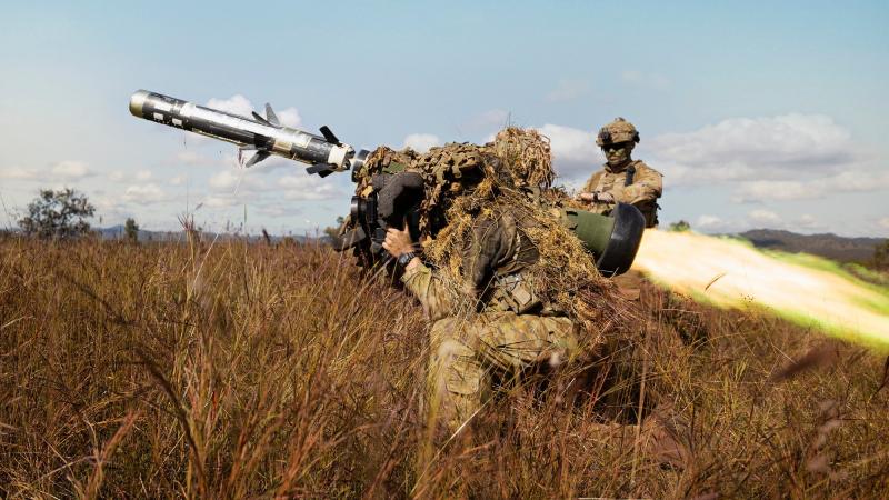 A soldier from 3 RAR fires a Javelin FGM-148 direct fire, guided weapon system during Exercise Kapyong Warrior. Photo: Cpl Dustin Anderson