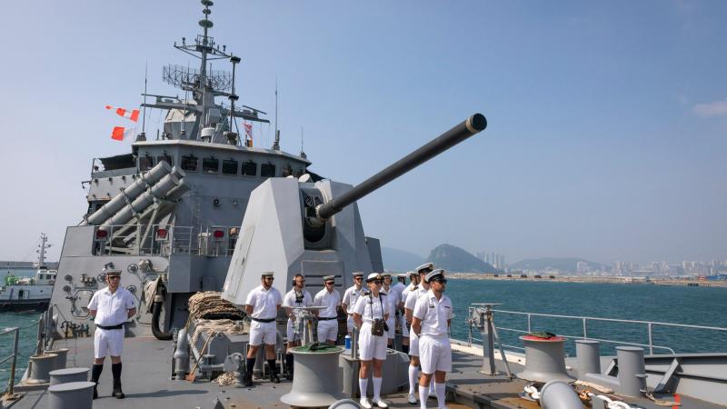 HMAS Parramatta arrives at Busan Naval Base during her visit to the Republic of Korea while conducting a regional presence deployment. Photo: Leading Seaman Leo Baumgartner
