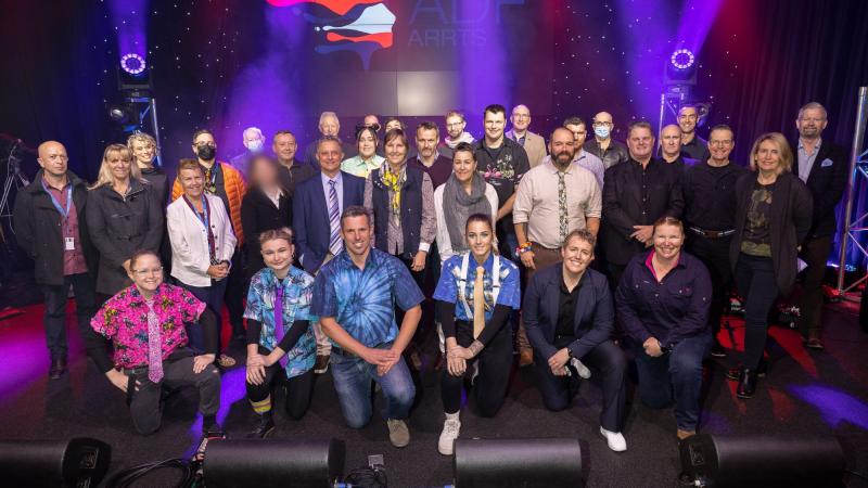 ADF Arts for Recovery, Resilience, Teamwork and Skills program participants at the showcase night at the University of Canberra. (This image has been digitally altered for privacy reasons) Photo: Leading Aircraftwoman Jacqueline Forrester