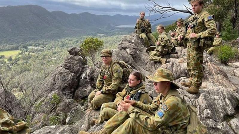 National Cadet Adjutant Tessa Zangalis, front, centre,  participating in the AAC Adventure Training Awards in the Victorian Grampians.