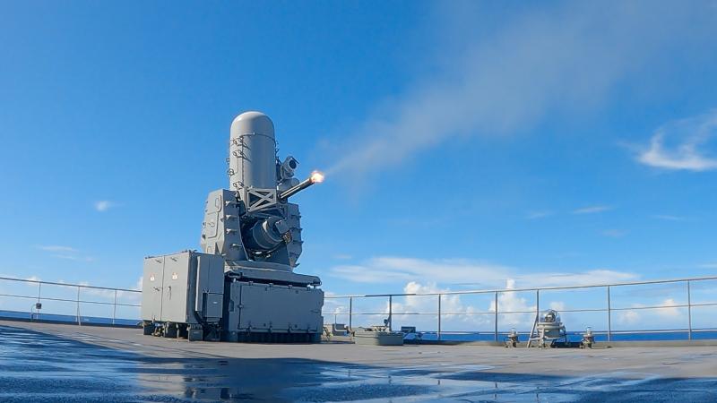 HMAS Supply conducts CIWS firing trials during a regional presence deployment. Photo: Leading Seaman Ernesto Sanchez