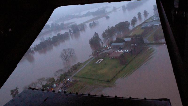   The flood waters around the Richmond and Windsor area in New South Wales. Photo: Flight Sergeant Kev Berriman