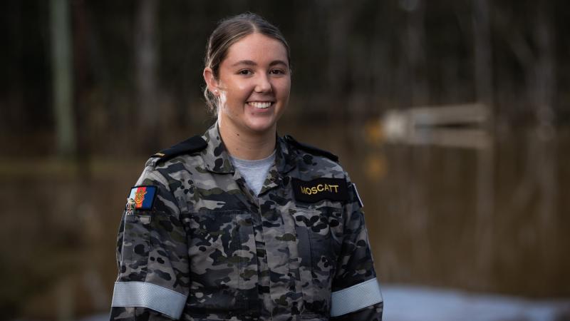 Royal Australian Navy Boatswains Mate Seaman Jordan Moscatt from HMAS Adelaide on deployment in support of the NSW Government's response to flooding in the Hawkesbury region. Photo: Corporal Madhur Chitnis