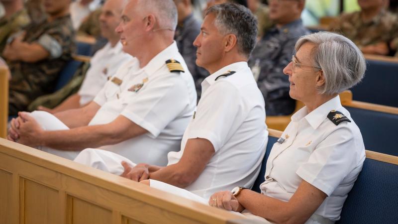 Royal Australian Navy Chaplain Catherine Wynn Jones, right, at the International Chaplaincy Symposium at Joint Base Pearl Harbor-Hickam as part of Exercise Rim of the Pacific. Photo: Leading Seaman Kylie Jagiello