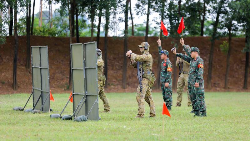 Soldiers from the Australian Army and Vietnam People's Army participate in the second Australia-Vietnam Combat Shooting Skills Exchange in Hanoi, Vietnam. Photo: Supplied