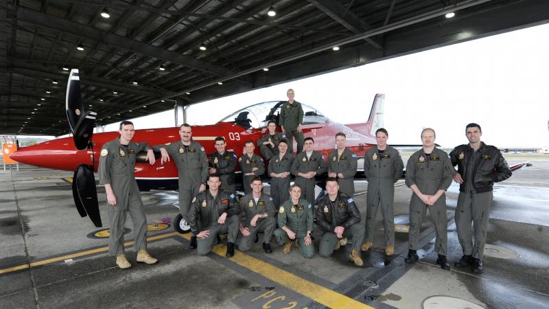 The graduates of No. 266 pilots course with a Pilatus PC-21 aircraft at RAAF Base Pearce following their graduation on July 29. Photo: Chris Kershaw