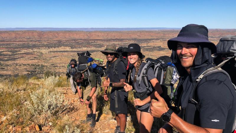 From left, Privates Kenneth Tucker, Peter Collins, Patrick Collier, Jessica Dargan and Patrick Rankine during an adventure training activity in the Northern Territory. Photos: Captain James MacLean