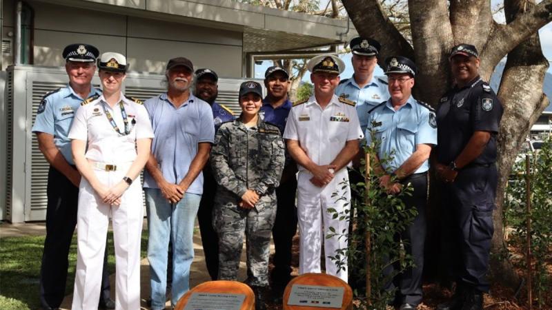 The sailors and officers of Royal Australian Navy establishment HMAS Cairns welcomed the recent opening of the bases yarning circle, a collaboration between Base Management, Downer Defence and HMAS Cairns Executive.