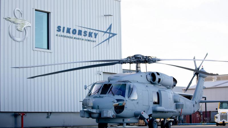 A Royal Australian Navy MH-60R helicopter at Sikorsky Australia in Nowra, NSW. Photo: Leading Seaman Ryan Tascas