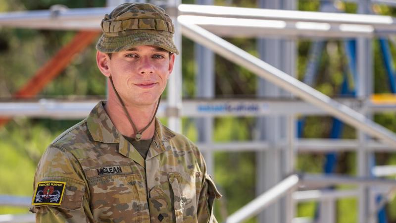 Lieutenant Jacob McLean on-site during Exercise Puk Puk at Goldie River Training Depot in Papua New Guinea. Photo: Sergeant Nunu Campos