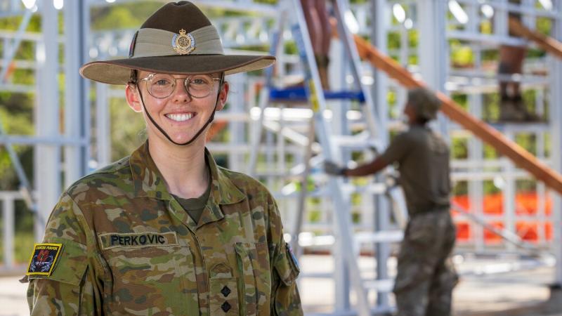 Captain Lara Perkovic on-site during Exercise Puk Puk at Goldie River Training Depot in Papua New Guinea. Photo: Sergeant Nunu Campos