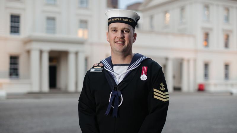 Leading Seaman Cameron Green at Wellington Barracks, London. Photo: Corporal John Solomon