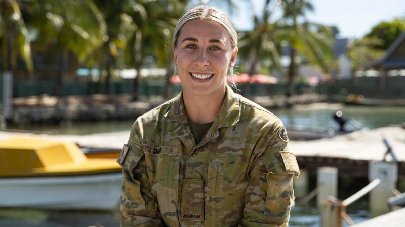 Private Lauren Dam deployed on Exercise Coastwatchers to support small boats familiarisation training with members of the Royal Solomon Islands Police Force. Photo: Leading Seaman Jarrod Mulvihill