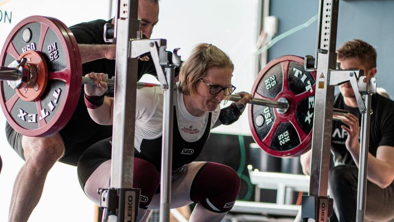 Squadron Leader Sarah Wheal, from Combat Support Division at RAAF Base Amberley, has won the Women’s Masters National Powerlifting competition in Melbourne. Photo: Louis Jack