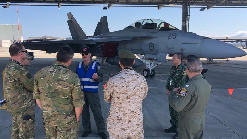 Members of the Service Attachés and Advisers Group tour RAAF Base Amberley in Brisbane as part of their engagement program.
