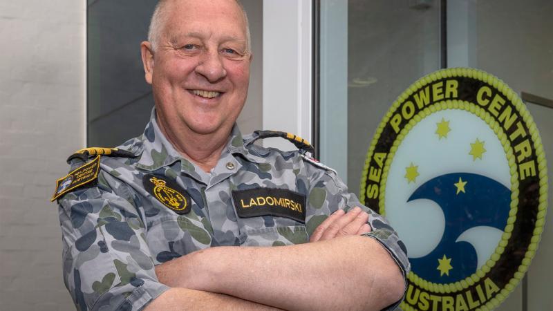 Commander Antony Ladomirski in front of the Sea Power Centre Australia in Canberra. Photo: Leading Seaman Kylie Jagiello