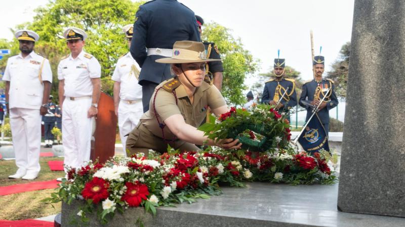 Personnel from HMA Ships Adelaide and Anzac attend a commemorative service for Canadian aviators who lost their lives in World War 2 defending Ceylon (now Sri Lanka), Photos: Leading Seaman Sittichai Sakonpoonpol