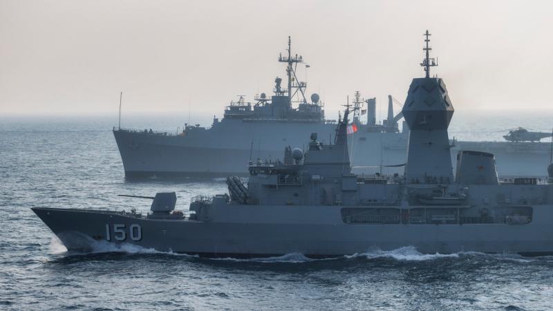 HMAS Anzac sails alongside Indian Navy ship Jalashwa during Indo-Pacific Endeavour 2022. Photos: Leading Seaman Sittichai Sakonpoonpol