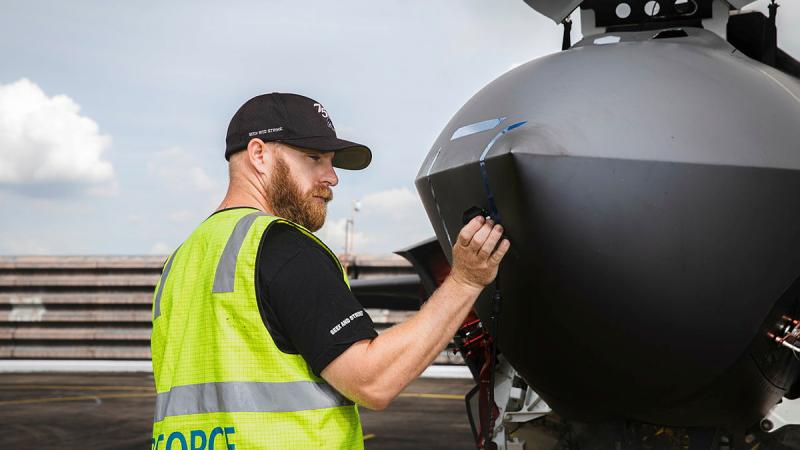 Corporal Chris Piper conducts a test of an F-35A Lightning II aircraft during Exercise Elangaroo 22 at Royal Malaysian Air Force Base Butterworth, Malaysia. Photo: Leading Aircraftman Adam Abela