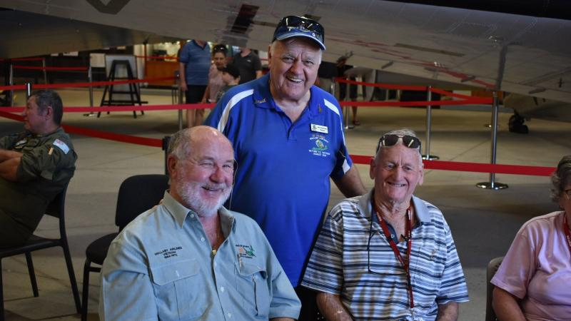 Vietnam veterans catching up at the RAAF Amberley Aviation Heritage Centre. Photo: Group Captain David Fredericks