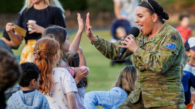 Australian Army musician Jade O'Halloran, from the Australian Army Band, performs at Carols at the Barracks. Photo: Corporal Dustin Anderson
