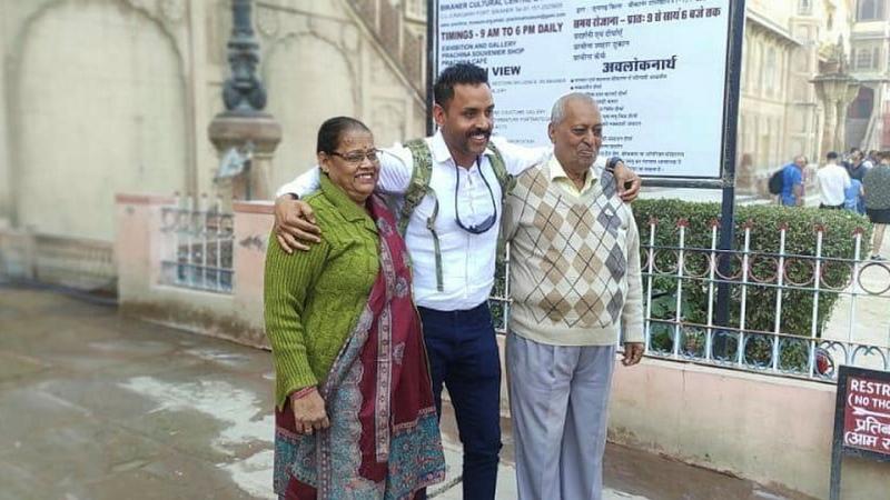 Private Manpreet Sharma reunites with his parents in Bikaner, India, at the end of Exercise Austrahind.