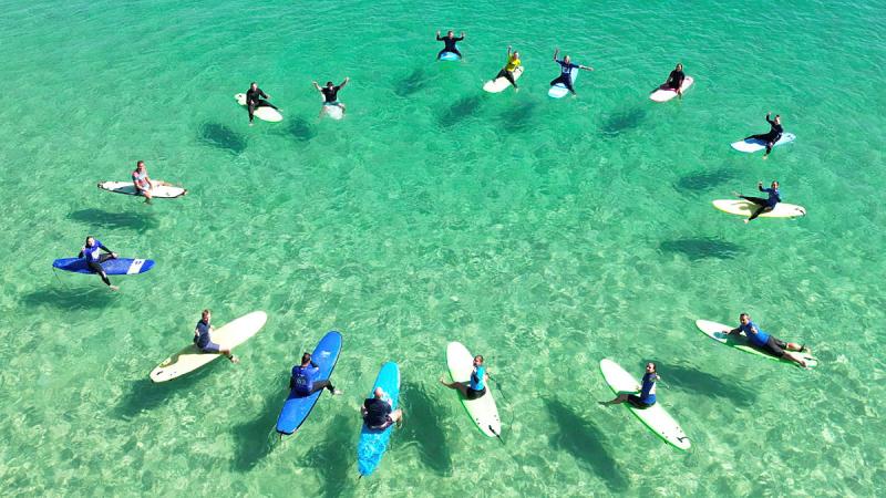 Participants of the Army Surf Riders development camp at Elizabeth Beach, NSW. Photo: Sergeant Tristan Kennedy
