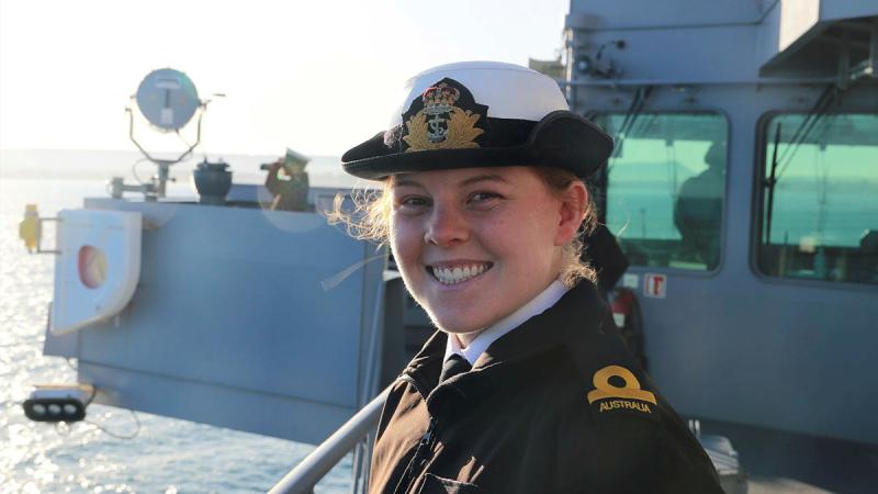 Sub-Lieutenant Breannan McMahon in HMAS Stalwart. Photo: Chief Petty Officer Aaron Robinson