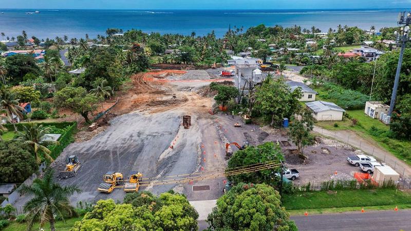 Representatives from Fijian industry begin to 'cut and fill' the site for the MESC project in Suva.