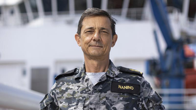 Able Seaman Marine Technician Umberto Nanino onboard ADV Reliant in Honiara, Solomon Islands. Photo: Leading Seaman Jarrod Mulvihill