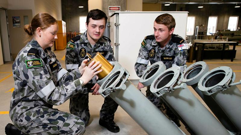 Electronic Technician trainees at the Technical Training Faculty at HMAS Cerberus, Victoria, as part of their initial entry training. Photo: Leading Seaman Kieran Dempsey