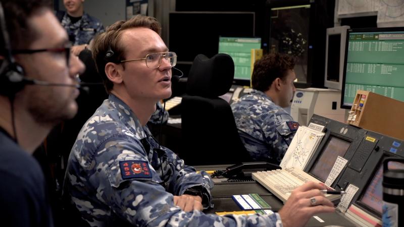 Flying Officer James Madden in his role as Air Traffic Controller at Darwin Airport.