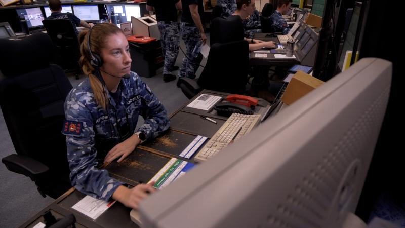 Flight Lieutenant Brittany Knowles in her role as Air Traffic Controller