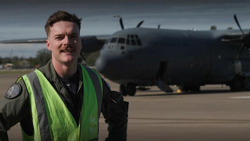 Flying Officer Kevin Pfitzner, a C-130J pilot with 37SQN at RAAF Base Richmond.
