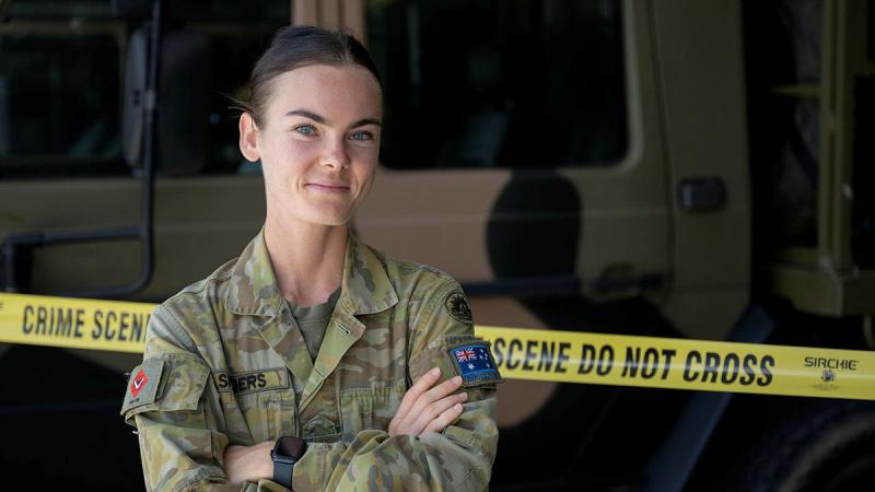 Private Kayla Snyders switched from studying law to following her dream of being a police officer. Photo: Warrant Officer Two Kim Allen