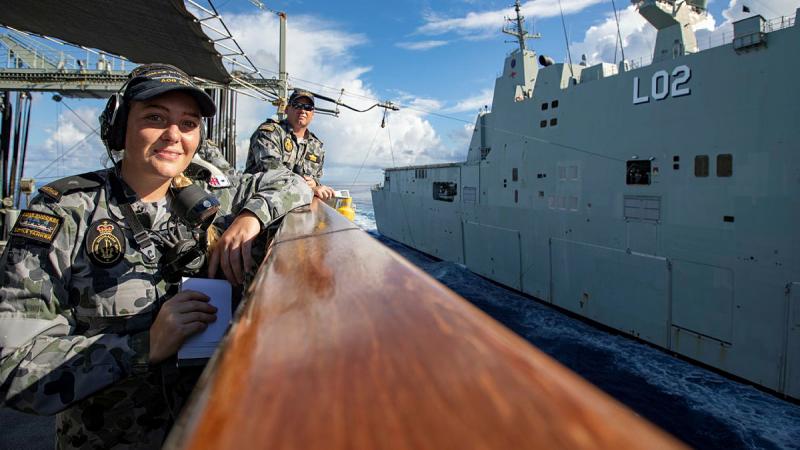 Able Seaman Maddison Swanson on board HMAS Success during Indo-Pacific Endeavour 2019.  Photo: Leading Seaman Christopher Szumlanski