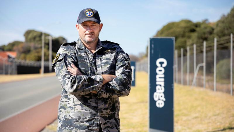 Petty Officer Richard Smith, first responder to a multiple-car accident in Perth, at HMAS Stirling in Western Australia.