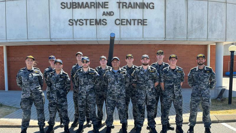 Ten of the newest prospective submariners conduct a realistic job preview with the Submarine Recruiting, Mentoring and Development Team at HMAS Stirling, Western Australia. 