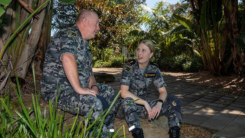Chief Petty Officer Naval Police Coxwain Mathew Thompson and Able Seaman Maritime Logistics Personnel Gemma Thompson at HMAS Albatross. Photo: Petty Officer Justin Brown