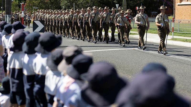 Army officers and soldiers from the School of Infantry conduct their Freedom of Entry parade through the streets of Singleton, NSW. Photos: Sergeant Matthew Bickerton