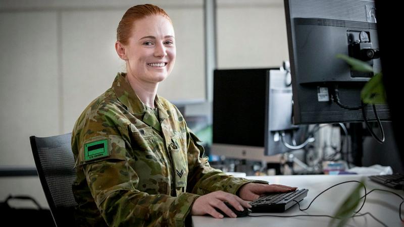 Corporal Dannielle Tasker at Russell offices in Canberra. Photo: Kym Smith