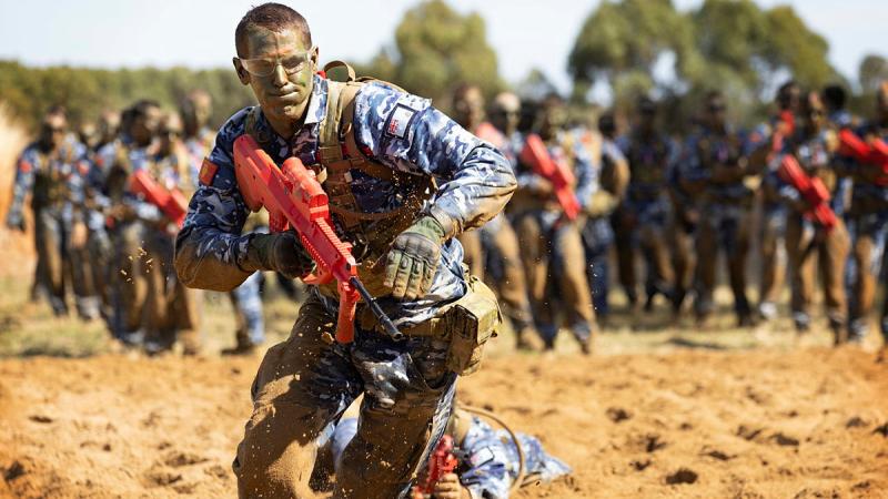 RAAF aircraftman recruit takes part in methods of movement training at Wagga Wagga. Photos: Private Nicholas Marquis