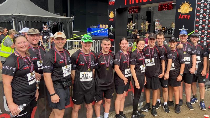 Cadets who participated in last year’s Run Army event at the finish line.
