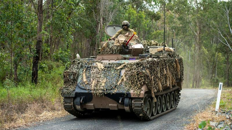Australian Army soldiers of Combat Team Viper in an M113 armoured personnel carrier during Exercise Viper Strike at Gallipoli Barracks, Enoggera. Photos: Captain Cody Tsaousis