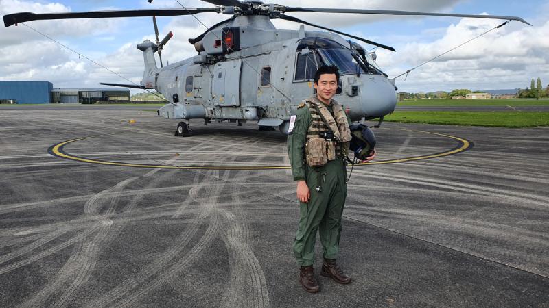 Lieutenant Daniel Cochrane is aircrew on the Merlin HM2 during his exchange to the Royal Navy's  820 Squadron in the United Kingdom.