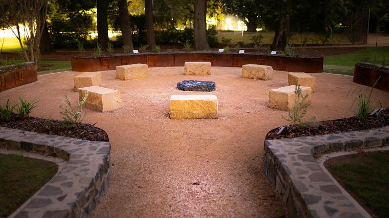 The Yarning circle and Bush Tucker Gardens at Duntroon Canberra. Photos: Leading Aircraftman Ryan Howell