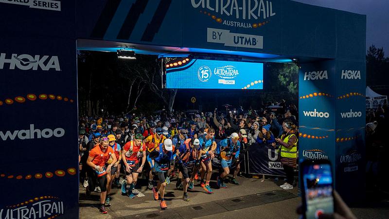 The first 100 km runners taking off from the start line during Ultra-Trail Australia. Photo: Corporal Jacob Joseph