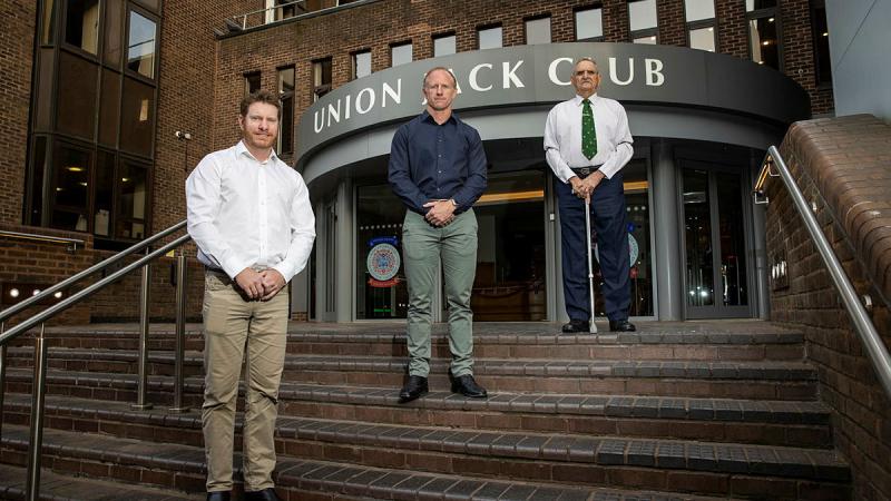 Victoria Cross Recipients, from left, Corporal Daniel Keighran, Corporal Mark Donaldson and Warrant Officer Keith Payne in front of the home of the Victoria Cross Roll of Honour, the Union Jack Club, London. Photos: Leading Aircraftwoman Emma Schwenke