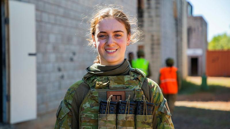 Lieutenant Keeley Marshall working as an officer with the Royal Australian Engineers on Exercise Predator's Walk 2023, in Darwin.
